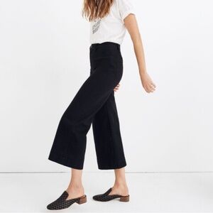 Madewell Emmett Wide Leg Crop Pants Black Cotton Canvas Work Office School